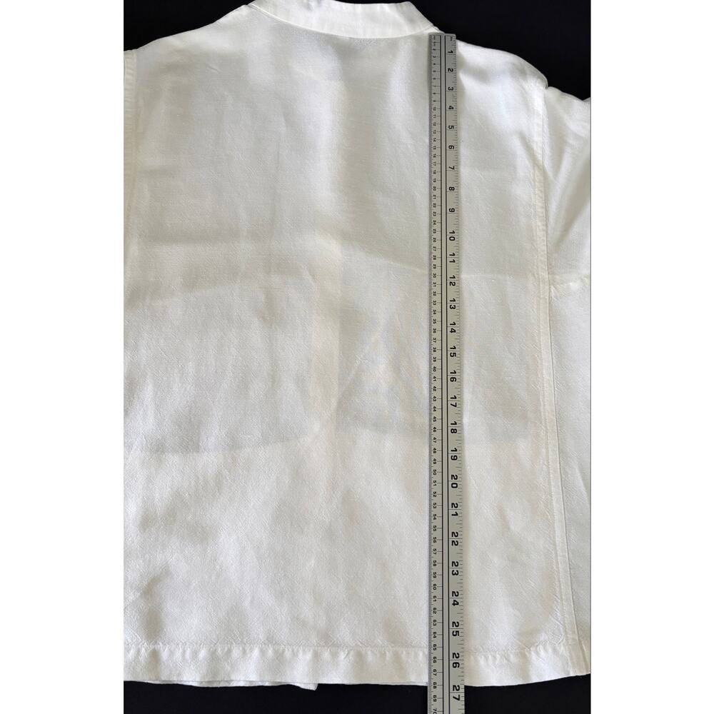 Eileen Fisher Women’s Ivory Linen Blend Band Collar Button Front Blouse *Large* - Picture 10 of 10
